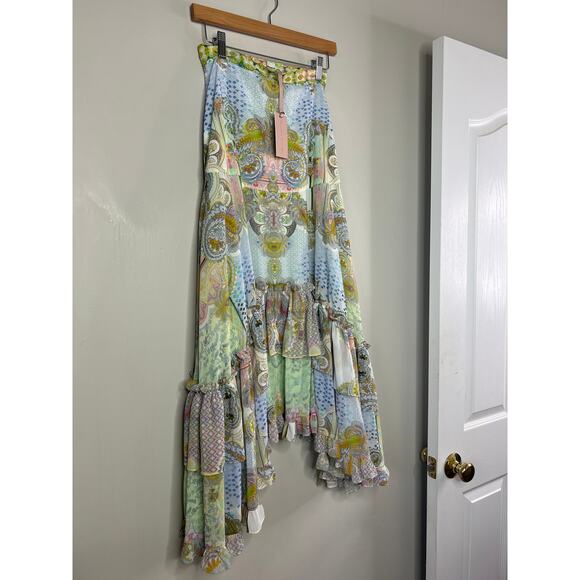 NWT Alexis Asymmetrical Nathalia Tiered Maxi Skirt Women's Multicolor Size: XS - Picture 3 of 9